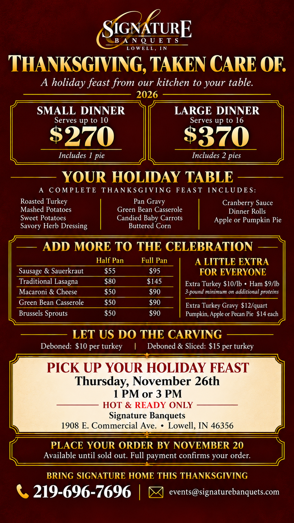 Signature Banquets Thanksgiving Feast Flyer